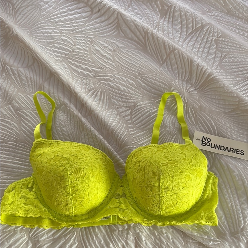 No Boundaries Yellow Lace Underwire Bra